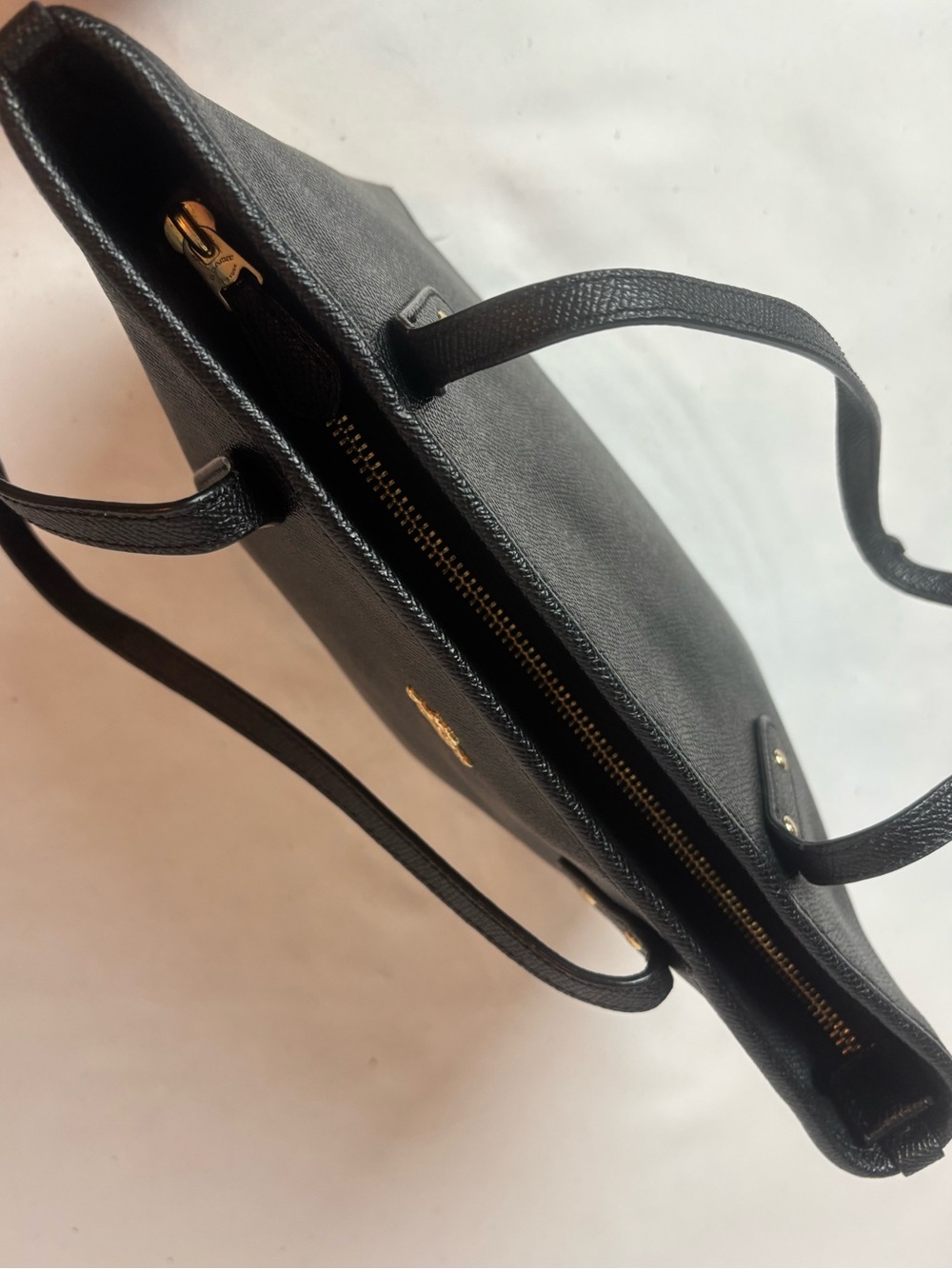 Coach Mini City Tote Black Cross Grain Leather Top Handle Top Zip #22967 - Picture 5 of 11
